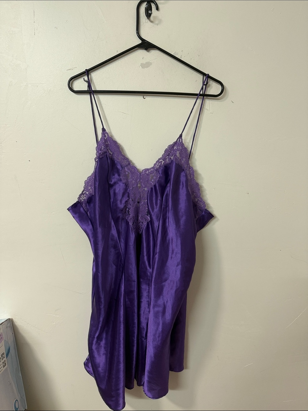 Purple Lace-Trim Satin Chemise - Women's Intimates 90’s